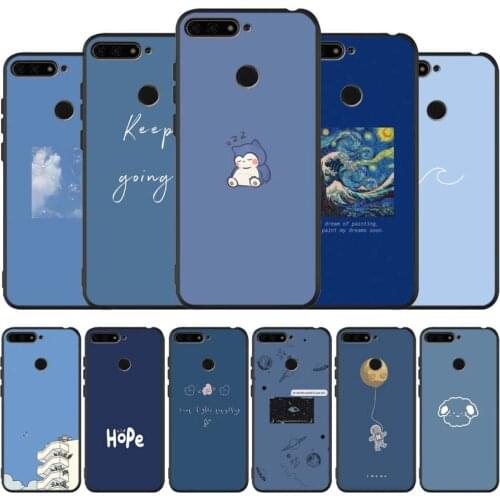 Blue simplicity black Silicone Phone Case For honor 30 20 Pro 8 8X 9 10 20 Lite Mate 10 20 30 Lite Pro cover