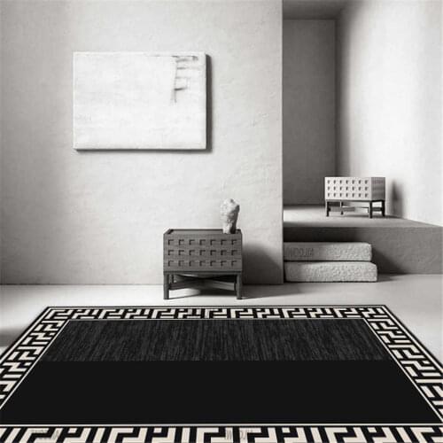 Modern Balck Geometric Living Room Rug Luxury Big Size Retro Chinese Style Bedroom carpet Armchair Mat Area Carpet Decoration
