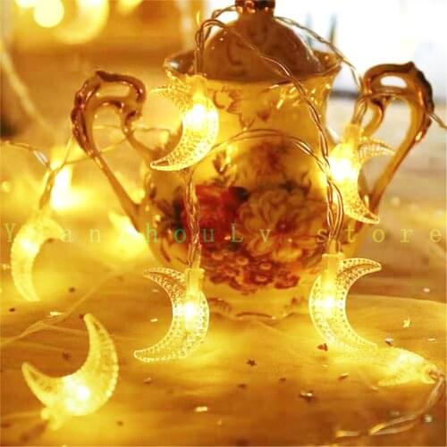6M Moon Shape LED String Lights Twinkle Garlands Moon String Fairy Lights for Christmas Holiday Wedding Party Ramadan Decoration