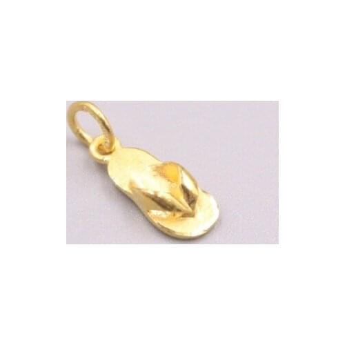 Fine Pure 999 24K Yellow Gold 3D Flip Flop Slipper Pendant Men Women Lucky Gift 0.7g / 14*5mm