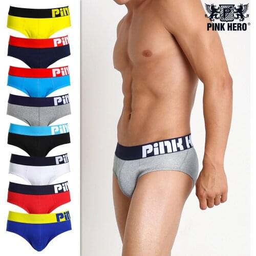 PINK HEROES Man cotton Briefs Fashion Male panties Underpants 8 Color Comfortable Edition mens bikini underwear men thong