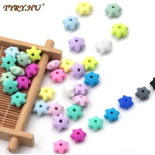 TYRY.HU 10pcs Silicone Beads Star Eco-friendly Sensory Baby Teething Necklace Food Grade Mom Nursing DIY Jewelry Baby Teethers