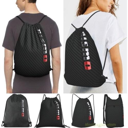 Unisex Drawstring Bags Nismo Carbon Fiber Women Drawstring Backpacks Men Outdoor Travel Backpacks Training Fitness Bag