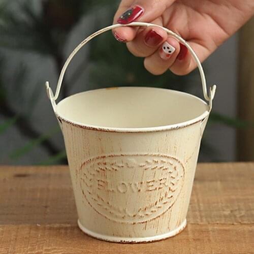 Vintage Iron Art Succulent Plants Flower Pot Bucket Sundries Storage Container Flower Pot