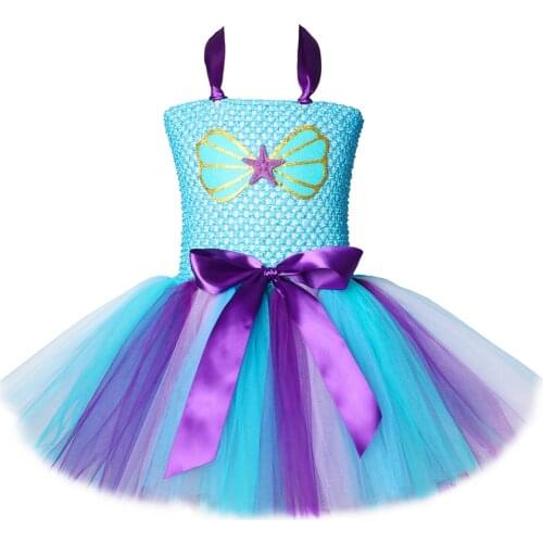Girls Mermaid Tutu Dress Princess Girls Birthday Party Dress Tulle Kids Tutu Dresses for Girls Halloween Cosplay Mermaid Costume