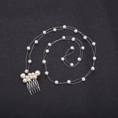 Bride handmade pearl flower hair band bridal wedding dress accessories 150 centimeters comb soft headband headdress