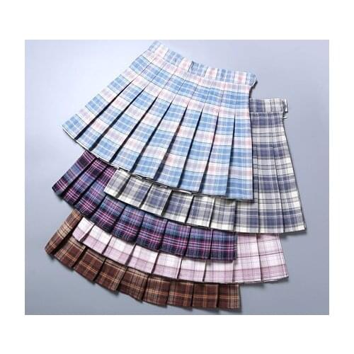 High Waist Chic Women Pleated Skirt Preppy Style Female Mini Skirts Summer Harajuku Ladies Plaid Skirts Casual A-line Skirt