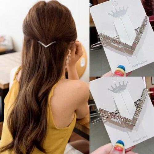 1pc Crystal Hairpins Jewelry V Shape Headdress Half-tie Handband Girls Ornament Cubic Zircon Clips Hair Accessories Women Gifts