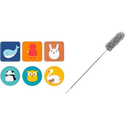 1 Pcs Minifiber Duster with Telescoping Extension Pole Non-Scratch & 6 Pcs Bumpers Buffer Guard Stoppers Crash Pad