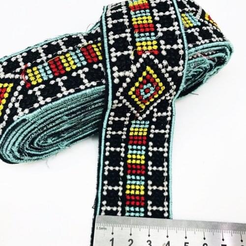 1 Yards Ethnic Embroidered Lace Trims Webbing Ribbons Tape Bags Lace Applique DIY Sewing Accessories