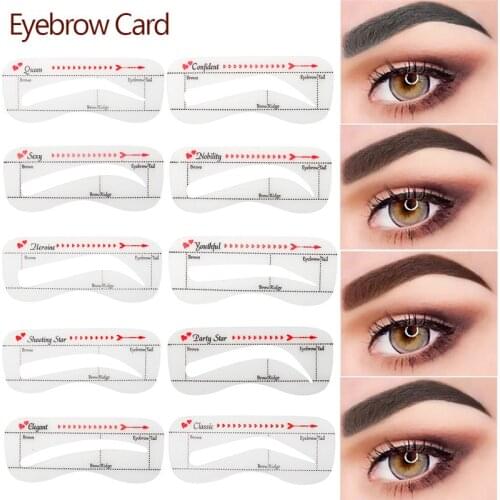 10Pcs/set Reusable Eyebrow Stencil Set Eye Brow DIY Drawing Guide Styling Shaping Grooming Template Card Easy Makeup