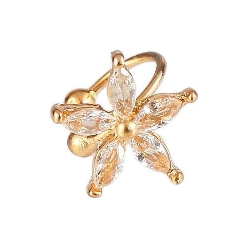 2021 Single U-shaped Camellia Ear Clip Crystal Daisy Earrings No Pierced Ears Feminine Jewelry Party Wedding Gift