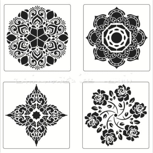4Pcs 30 * 30 cm large round flower mandala diy stencil painting scrapbook coloring engraving album decoration template stencil