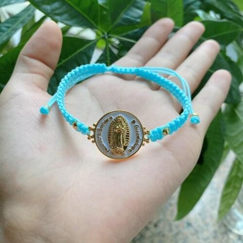 5pcs/lot Religion Virgin Mary De Guadalupe Rope Braided Bracelet