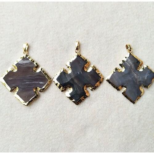 5pcs Gold color Rough Natural crystal Carved Cross Pendant Bead Gems stone charms for DIY Jewelry necklace Making DIY PD247