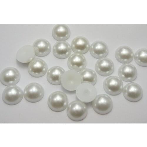 50 Ivory Half Pearl Bead 16mm Flat Back Scrapbook Craft