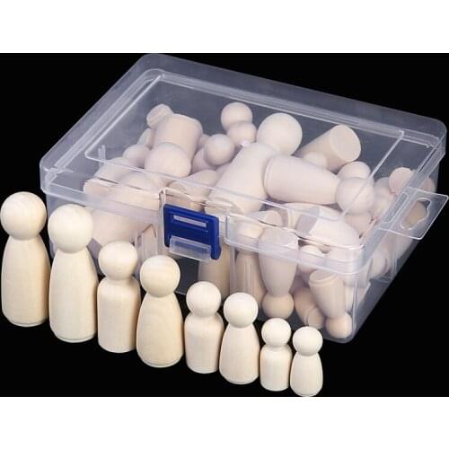 50PCS Wooden Dolls Girl Boy Wood Dolls Kids Room Decor Handmade DIY Unfinished Wooden Peg Blank Dolls Kit