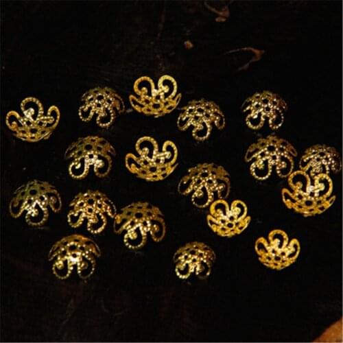 Aclovex 200pcs 8mm 10mm Metal Alloy Flower End Beads Caps kralen kap eindkap Gold Color Tibetan Spacer Beads for Jewelry Making