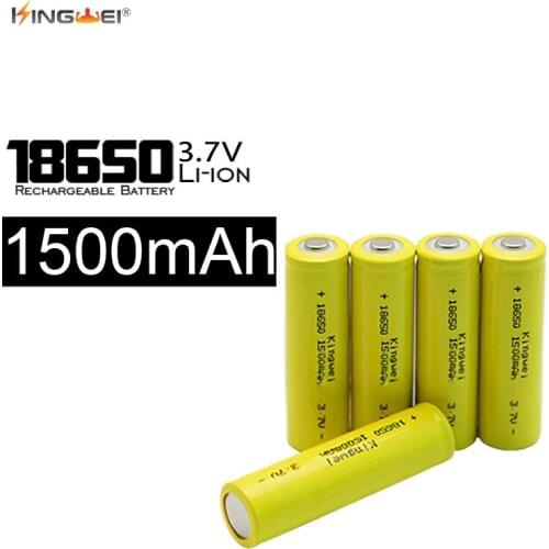 HOT SALE New KingWei 18650 Battery Yellow 1500mah 3.7 v Li ion Rechargeable 18650 Lithium-ion Battery