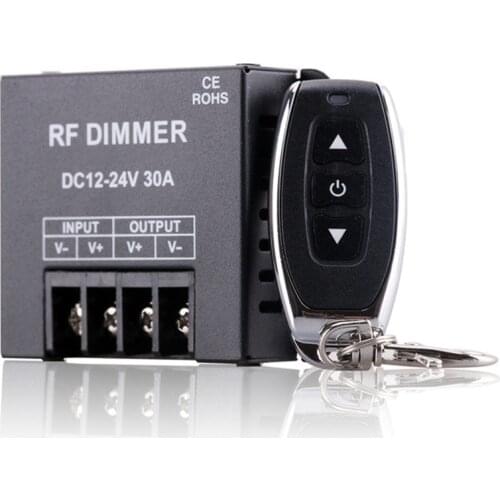 12V 24V 30A RF LED Dimmer Wireless Brightness Adjustable Remote Single Color Strip Light Controller For 5050 3528 Strip Lights