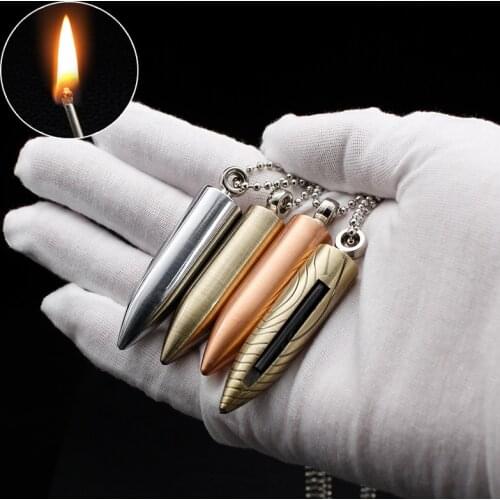 Bullet Permanent Match Petrol Lighter Metal Mini Unusual Kerosene Lighters Flints Smoke Cigarette Lighter Gadgets For Men