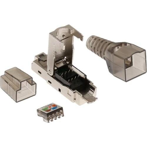 Cat7 Cat6A Metal Shielded RJ45 Plug Connector 8P8C Modular Network Plug Connector
