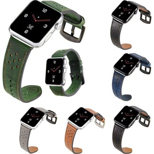 Breathable Holes Genuine Leather Strap for 38/40mm 42/44mm Apple Watch Band Wrist Strap for iWatch Series 1 2 3 4 Belt