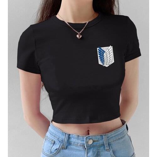 Attack on Titan Anime Manga Japanese Tshirt Women Vintage Tumblr Ulzzang Kawaii Print Crop Top Tees T Shirt Aesthetic Tumblr Y2k