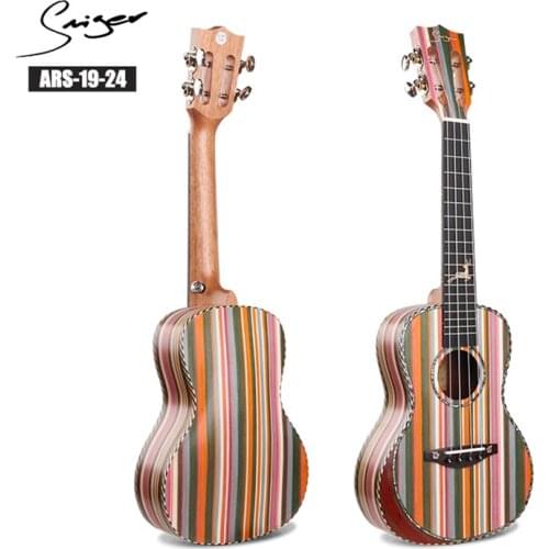 Smiger 24 Inch Hawaii Ukulele ARS-19 Concert Ukulele Tenical Wood Multicolor stripe Nylon 4 Strings Guitar Musical Instrument