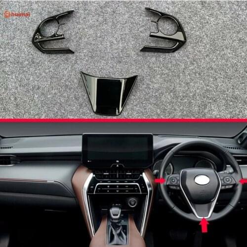 For Toyota Harrier Venza XU80 2020 2021 ABS Chrome Steering Wheel Panel Cover Bezel Trim Insert Badge Molding Garnish