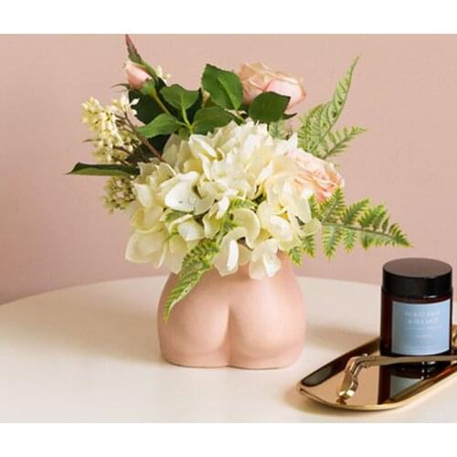 Creative Mini Flower Pot Desktop Decoration Pink Body Shape Art Ceramic Small Vase Makeup storage Living Room Home Ornaments