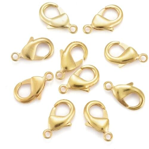 10Pcs Brass Lobster Claw Clasps For Necklace Bracelet Chain End Clasps Connectors Linker For DIY Jewelry Findings 15x8x3mm