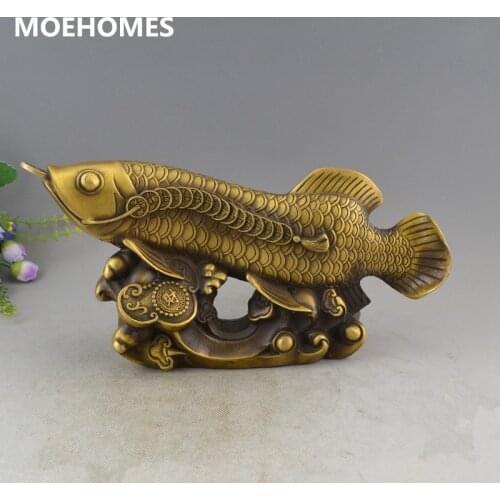 MOEHOMES Chinese copper handicrafts fengshui wealth carp fish statue family decoration metal handicraft