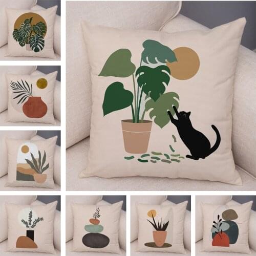 Nordic Style Plant Tree Cushion Cover Decor Geometric Abstract Modern Art Pillow Case for Sofa Home Super Soft Plush Pillowcase