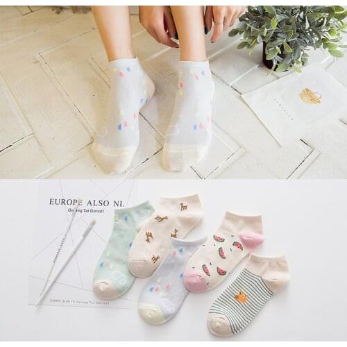 Colorful fruit Invisible Short Woman Sweat summer comfortable cotton girl womens boat socks ankle low female 1pair=2pcs ws184
