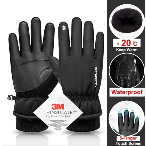 2021 New Winter Keep Warm Ski Gloves Men 3M Cotton Cold-Proof Windproof 10-Finger Touch Screen Gloves Non-Slip Waterproof Glove