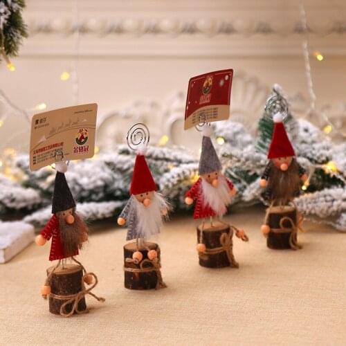 New Christmas decorations business card holder creative wood forest notes folder photo clip decoration