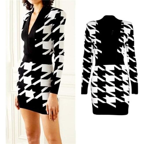 Autumn Womens Dress 2021 V Neck Long Sleeve Knitted Dress Women Elegant Dresses For Women Bodycon Dress Female Clothing SL169