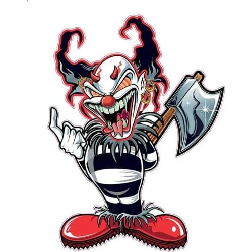 Personality Car Sticker Evil Clown Decal Cartoon Car Styling Rear Windshield Bumper Car Motorcycle Helmet Decoration 13cmX10cm