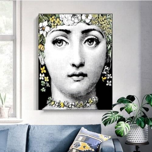 Posters and Prints Flowers Lady Face Canvas Painting Wall Art Pictures Paintings for Living Room Home Decorative