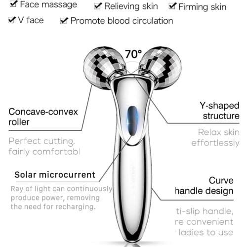 Microcurrent 3D Massage Y Shape Roller 360 Rotate Instrument Beauty Tool Wrinkle Remover facial Massage Roller for Face lift