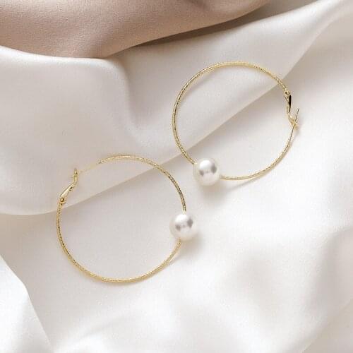 Trendy Popular Design Exaggerated Geometric Round With Simple Simulated Pearl Earrings Pendientes Bijoux Aretes Kolczyki