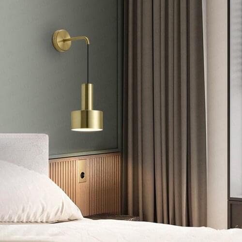 Nordic brass lamp bedside lamp modern minimalist living room background wall aisle lighting bedroom wall lamp