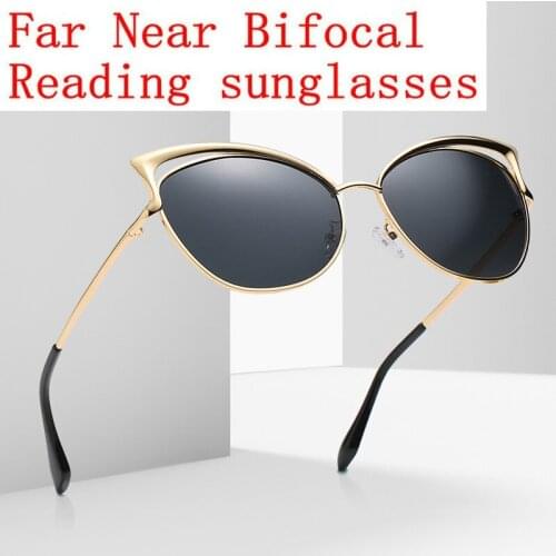 MINCL/cat Eye Bifocal Reading Sun Glasses Women Multifocal Presbyopia Square Sunglasses Diopter 1.0 To 4.0 NX