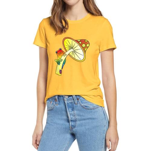 Goblincore Aesthetic Dark Academia Frog Mushroom Funny Summer Women 100% Cotton Novelty T-Shirt EU Size Casual Streetwear Tee