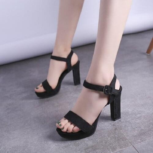 Summer womens waterproof platform buckle high heels fashion wild fish mouth hollow thick with high heels sexy