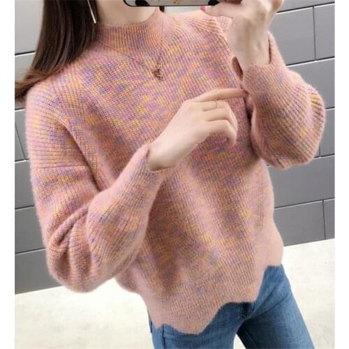 Autumn And Winter Womens Pullover Sweater Lady 2021 New Korean Loose Lazy Knitted Bottoming Shirt Female Full Sleeve