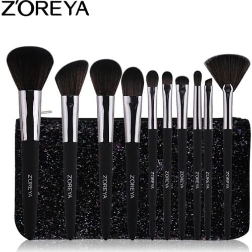 Zoreya Zhuo Er Ya New Style Currently Available 10 Rubber Paint Pointed Tail Handle Portable Universal Makeup Brush Set