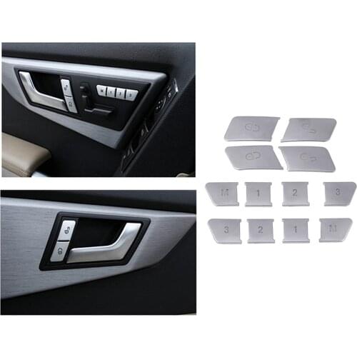 12 Pieces Patch Switch Button Trim Inner Car Seat Memory Door Lock Unlock Shielded Patch Cover Glass for Benz Scratch-resistant