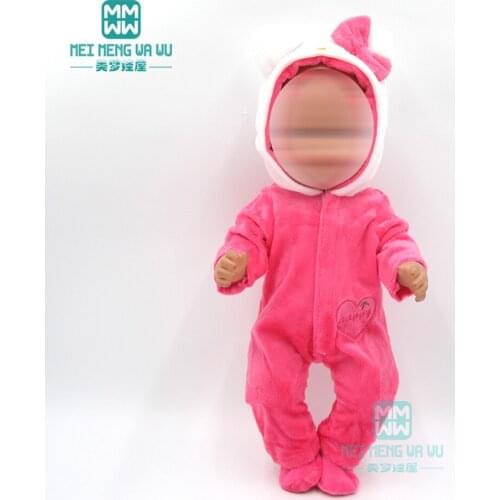 15 styles doll clothes for 43cm baby new born doll Cartoon TK cat jumpsuit clothes